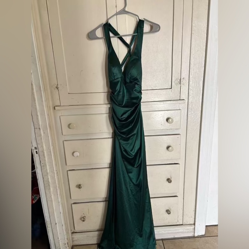 B Darlin Deep Green Backless Dress